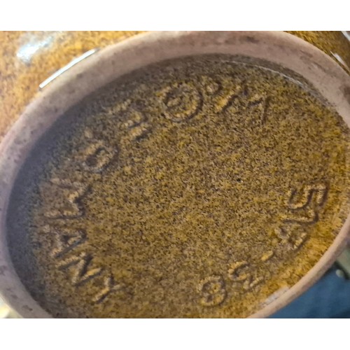 469 - Tray of collectables; Pottery fish design vase, Two West German pottery vases and Chinese vase.