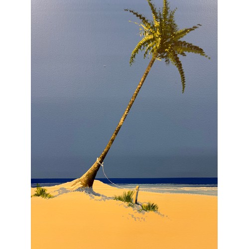 473 - John Horsewell
Original painting on canvas depicting Palm tree, beach and sea line. Signed. 70x90cm.... 
