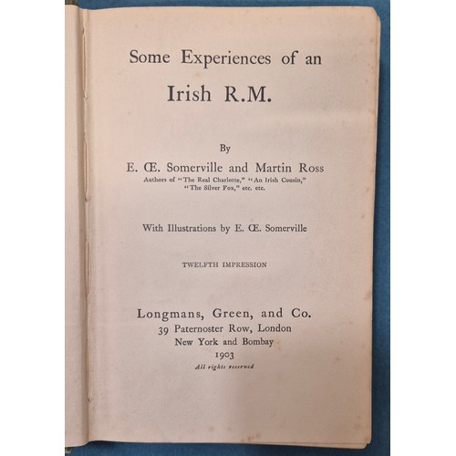 336 - Somerville, E. OE. and Martin Ross. An Irish Cousin. 1903, new and revised edition [idem] Some Exper... 