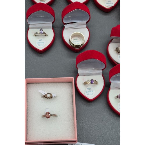 124A - A Collection of silver and costume jewellery; Tray of silver rings, costume necklaces and earrings.