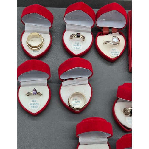 124A - A Collection of silver and costume jewellery; Tray of silver rings, costume necklaces and earrings.