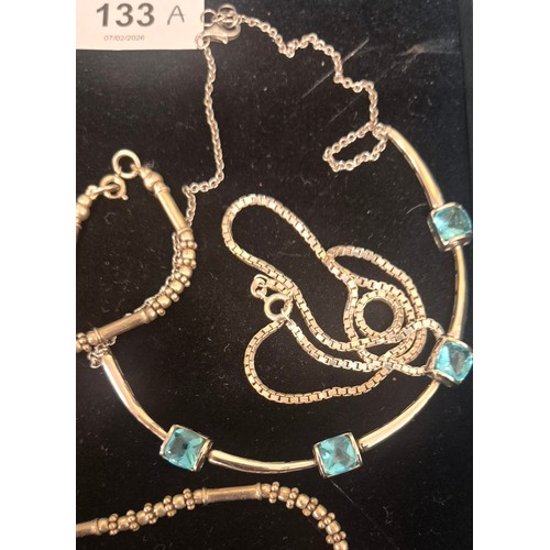 133A - A Selection of Silver jewellery; Alistair Norman Grant silver and enamel butterfly brooch with silve... 