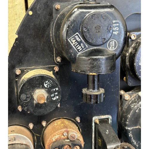 360A - R.A.F Military aircraft panel (Spitfire) 
Panel fitted with a collection of various gauges. Comes wi... 