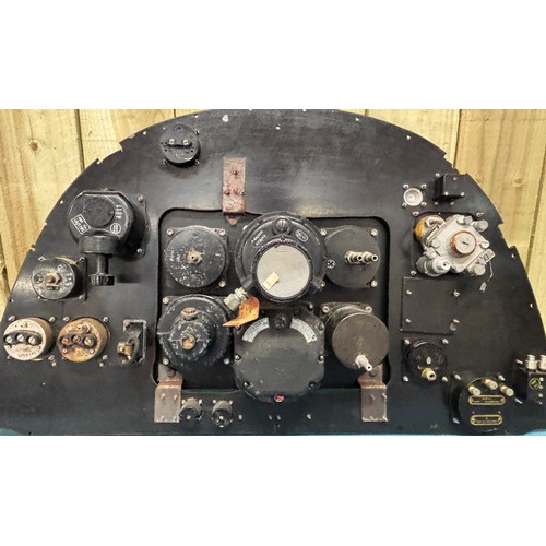 360A - R.A.F Military aircraft panel (Spitfire) 
Panel fitted with a collection of various gauges. Comes wi... 