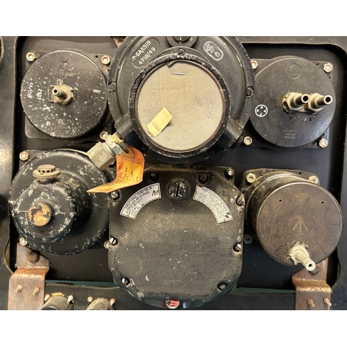 360A - R.A.F Military aircraft panel (Spitfire) 
Panel fitted with a collection of various gauges. Comes wi... 