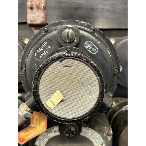 360A - R.A.F Military aircraft panel (Spitfire) 
Panel fitted with a collection of various gauges. Comes wi... 
