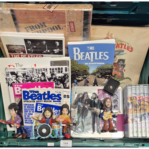 144 - Collection of Beatles Memorabilia items; The Beatles Character figures, Beatle DVD set collectable b... 