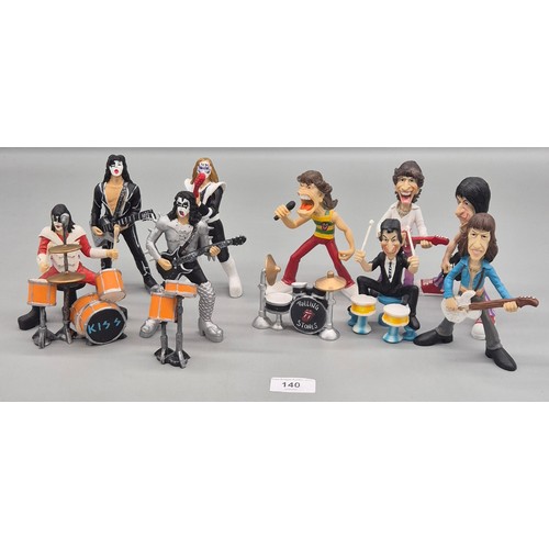 140 - Collection of Rolling stones & Kiss Band figures.