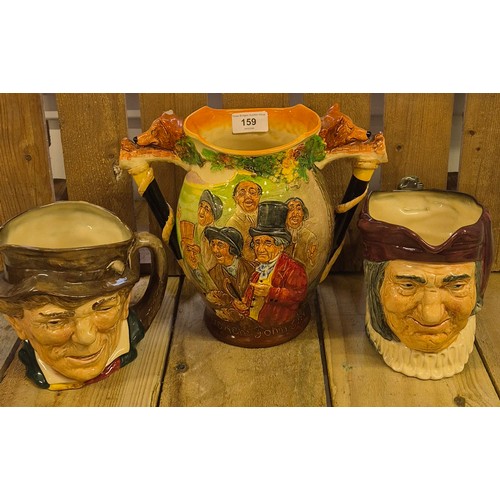 159 - Collection of Three Royal Doulton items; Dye Ken John Peele porcelain jug, Paddy Toby jug & Simon Ce... 