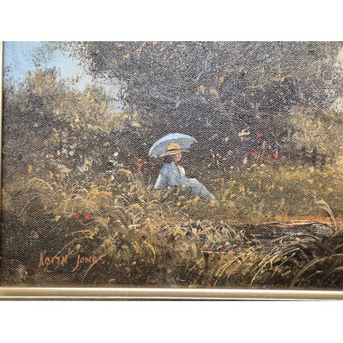 161 - Keith Jones (Canadian)
Two original oil paintings on canvas. Depicting girl watching boy fish. Signe... 