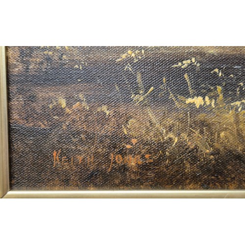 161 - Keith Jones (Canadian)
Two original oil paintings on canvas. Depicting girl watching boy fish. Signe... 