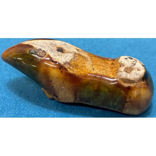 176 - Two pieces of 19th century Scottish Dunmore pottery; Peter Gardner resting plate and ladies shoe.