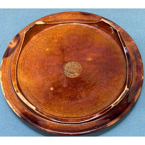 176 - Two pieces of 19th century Scottish Dunmore pottery; Peter Gardner resting plate and ladies shoe.