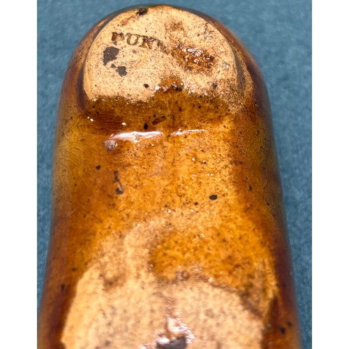 176 - Two pieces of 19th century Scottish Dunmore pottery; Peter Gardner resting plate and ladies shoe.