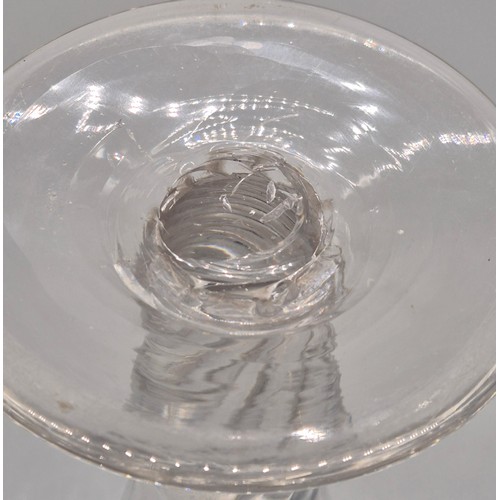 177 - Large Georgian Jacobite revival conical wine glass engraved FIAT (let it be done), with flowering ro... 