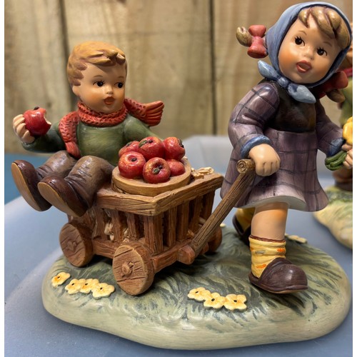 193 - Collection of Three German Goebel Hummel Group Sculptures; Autumn Arrival 2016 first issue, Puppy Su... 