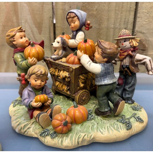 193 - Collection of Three German Goebel Hummel Group Sculptures; Autumn Arrival 2016 first issue, Puppy Su... 