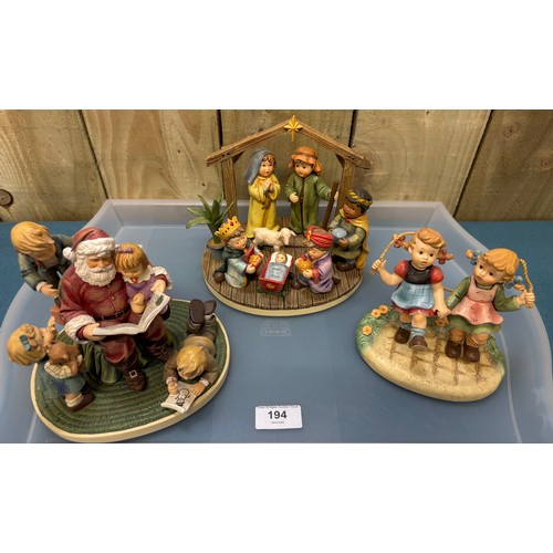 194 - Collection of Three German Goebel Hummel Sculptures; O Holy Night 2016 First issue, All in together ... 