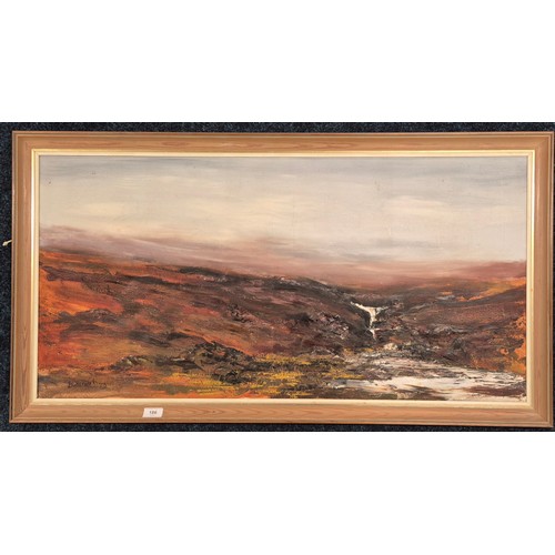 186 - Butterworth (Aberdeen Artist) 
Scottish Landscape Oil painting Signed. Rustic style Frame H60xL110cm... 