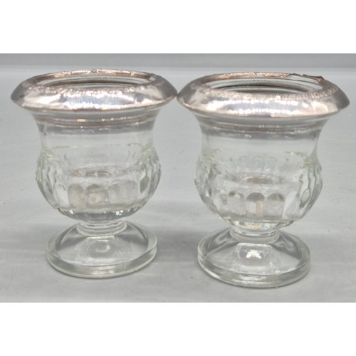 142A - A Selection of silver items; Birmingham silver and mother of pearl shell salt dish. Silver miniature... 