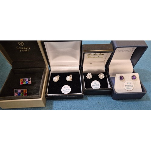 143A - Crate of Silver and costume jewellery; Rotary Watch, Silver necklace. Silver Art deco ring with blue... 