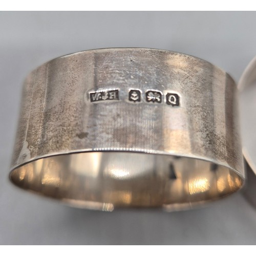 22 - Pair of Birmingham silver napkin rings engraved with galleons 