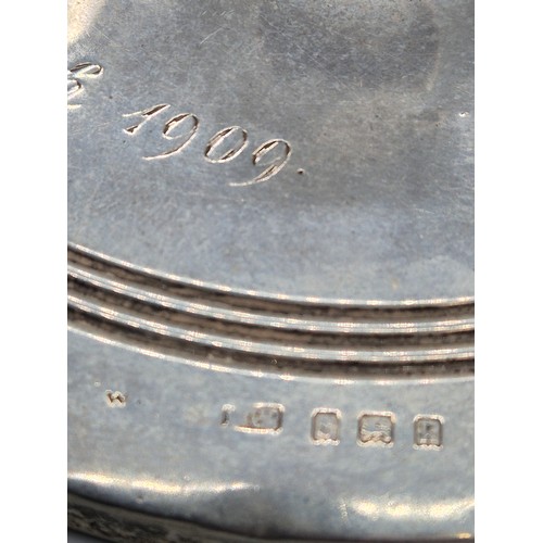 16 - Antique Birmingham Silver Royal Highlanders Black Watch ink well. Engraved 