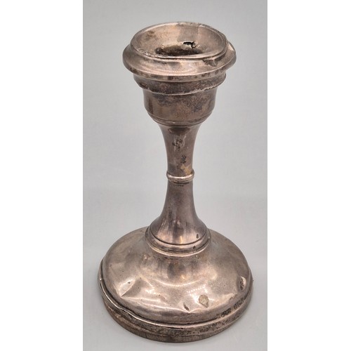 15 - Various Silver items; Pair of weighted Birmingham silver candle sticks. Weighted single silver candl... 