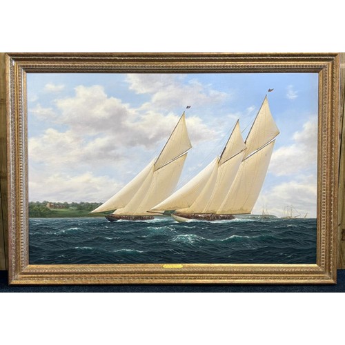 566 - Richard M. Firth (British, born 1971)
Large and impressive oil painting on canvas titled 