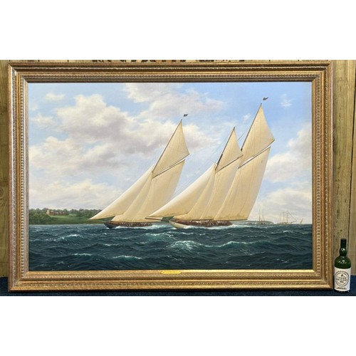 566 - Richard M. Firth (British, born 1971)
Large and impressive oil painting on canvas titled 