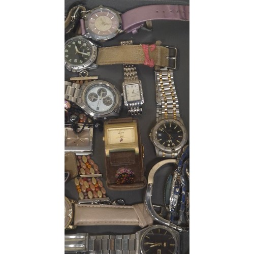 59 - Two trays of costume jewellery and watches; Boxed ladies Seiko, Sekonda, Seiko Chronograph, Seiko Au... 