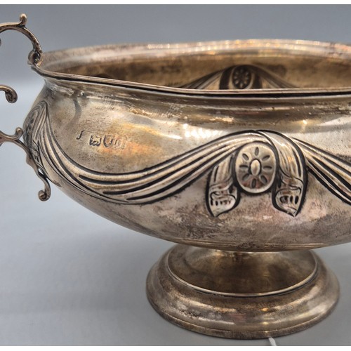 1 - London Silver two handle raised bowl. 372Grams. 12x22x18.5xm