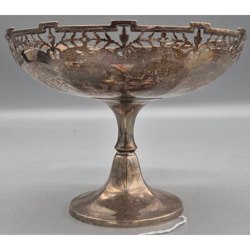 3 - Birmingham silver raised bowl with pierced rim. 372grams. 14.5cm high. 18.5cm diameter.