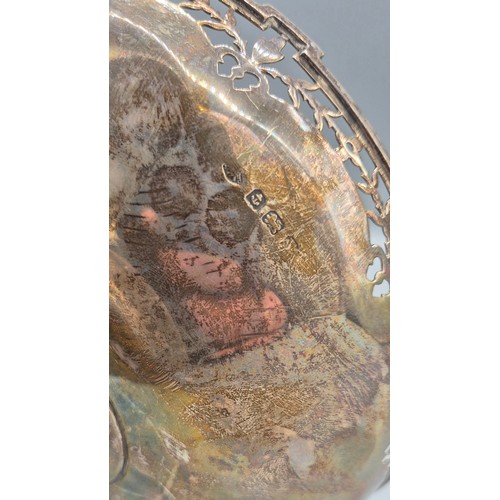 3 - Birmingham silver raised bowl with pierced rim. 372grams. 14.5cm high. 18.5cm diameter.
