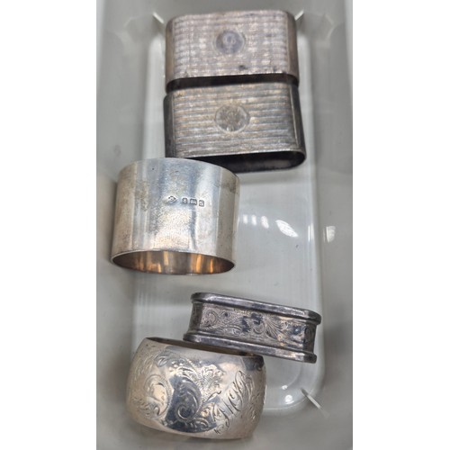 2 - A Collection of silver napkin rings. 166grams.