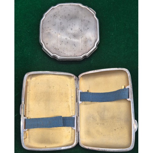 4 - Two Birmingham silver items; Cigarette case and compact. 109.24grams