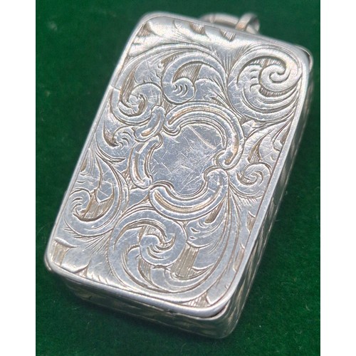 6 - Four items of silver wares; Victorian Birmingham silver vinaigrette, Birmingham silver vesta case, B... 