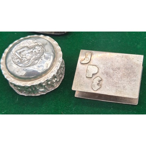 6 - Four items of silver wares; Victorian Birmingham silver vinaigrette, Birmingham silver vesta case, B... 