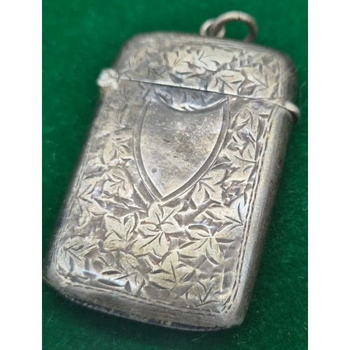 6 - Four items of silver wares; Victorian Birmingham silver vinaigrette, Birmingham silver vesta case, B... 