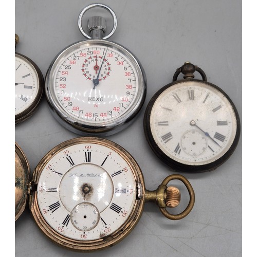 17 - Selection of silver and plated pocket watches. Unchecked.