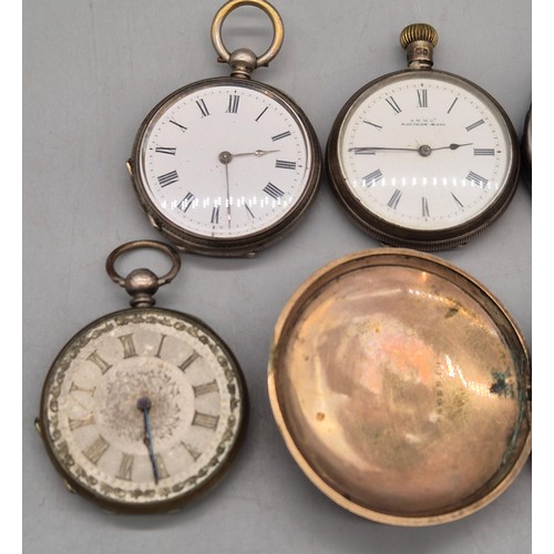 17 - Selection of silver and plated pocket watches. Unchecked.