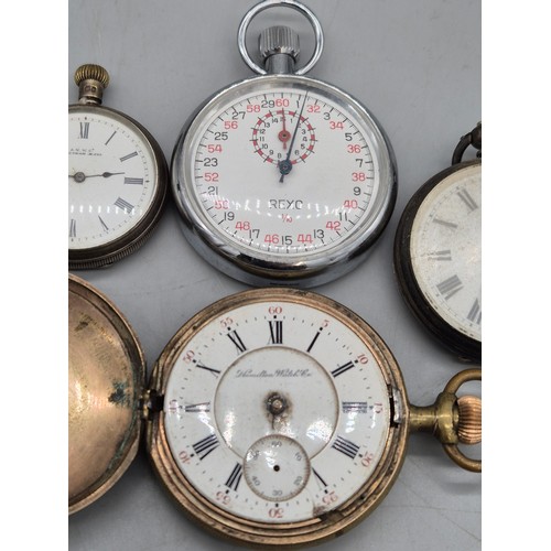 17 - Selection of silver and plated pocket watches. Unchecked.