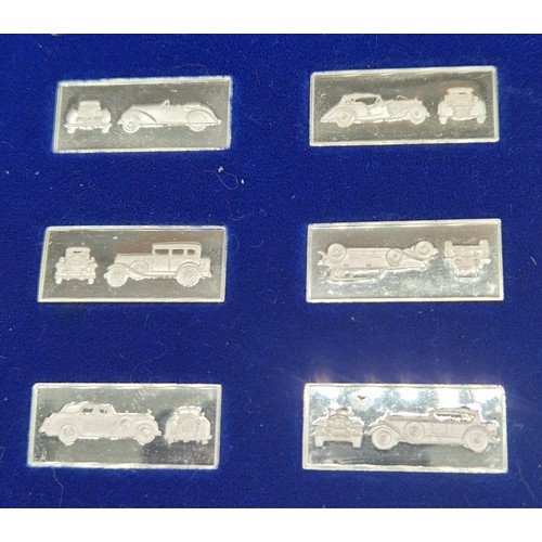 7 - A Collection of 25 solid silver car ingots by Franklin Mint. 68grams.