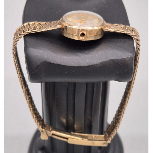 30 - 9ct yellow gold ladies Avia watch, 17 jewels, incabloc. missing winder. 9ct gold bracelet. 13.64gram... 