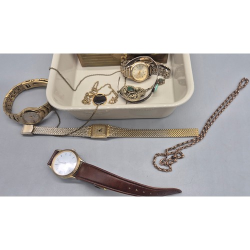 20 - A Collection of mixed jewellery and watches; Silver fob medals, watches, brooches and collectables.