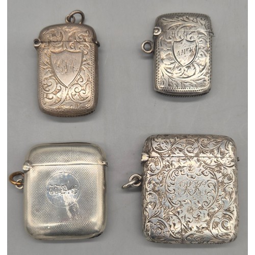 27 - Four various silver vesta cases. 112grams.