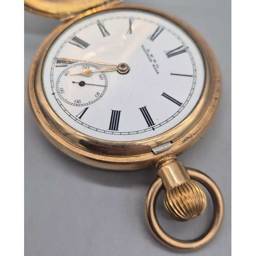 28 - Two various pocket watches; Waltham gold plated pocket watch and one other.