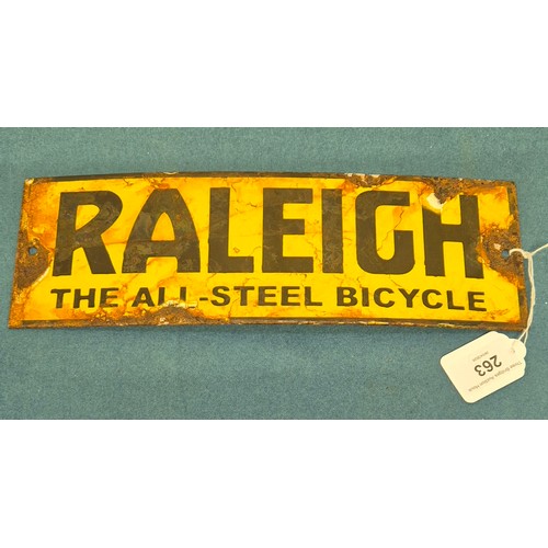 Original Raleigh bike enamel sign. 10x30.5cm.