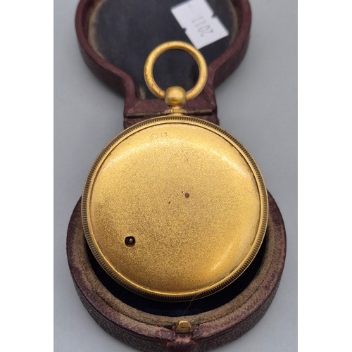 53 - Antique pocket barometer. Armstrongs of Manchester. Comes with leather protective casing.