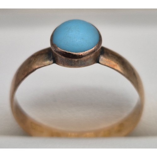 61 - Victorian 18ct yellow gold and blue stone ring. Possibly fitted with a turquoise stone. 2.21grams. R... 